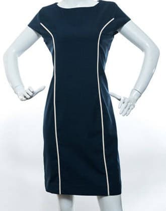 Vestido administrativo azul con vivos blancos